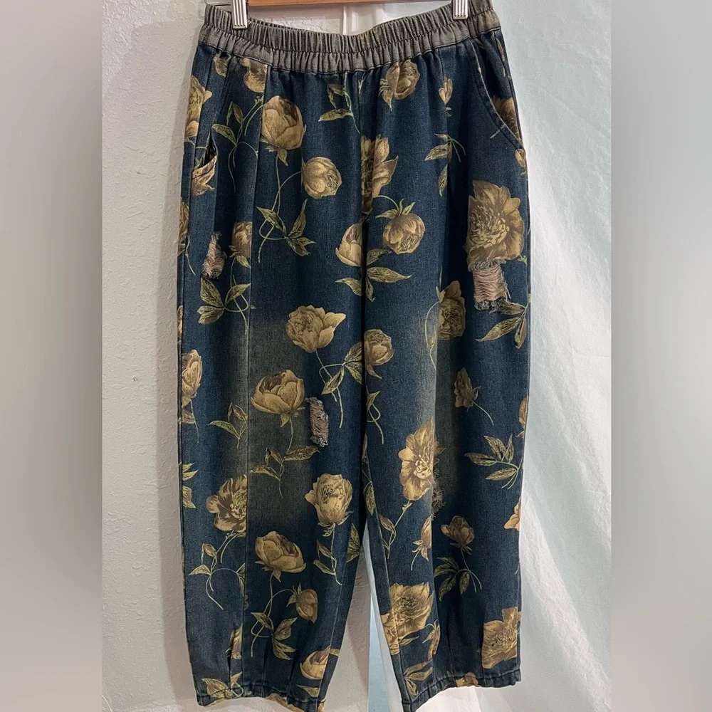Floral Patterned Jeans - Picture 1 of 2